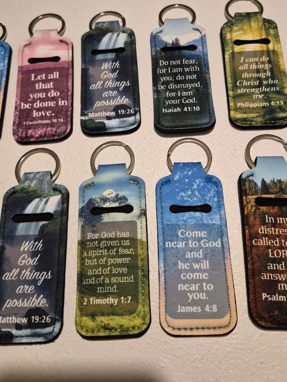 Lip Balm Chapstick Keychain Holder Set Of 12 Christian Bible Verse New